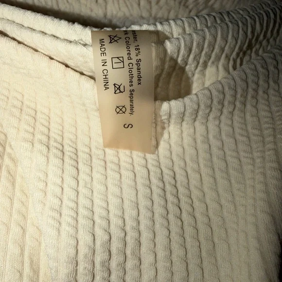 Cream Textured Ribbed Top - Picture 2 of 2